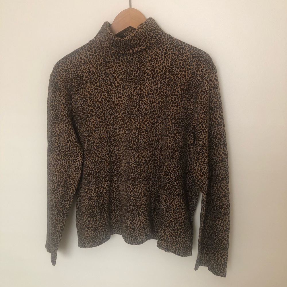 Vintage Animal Print Turtleneck by Jones New York - XL